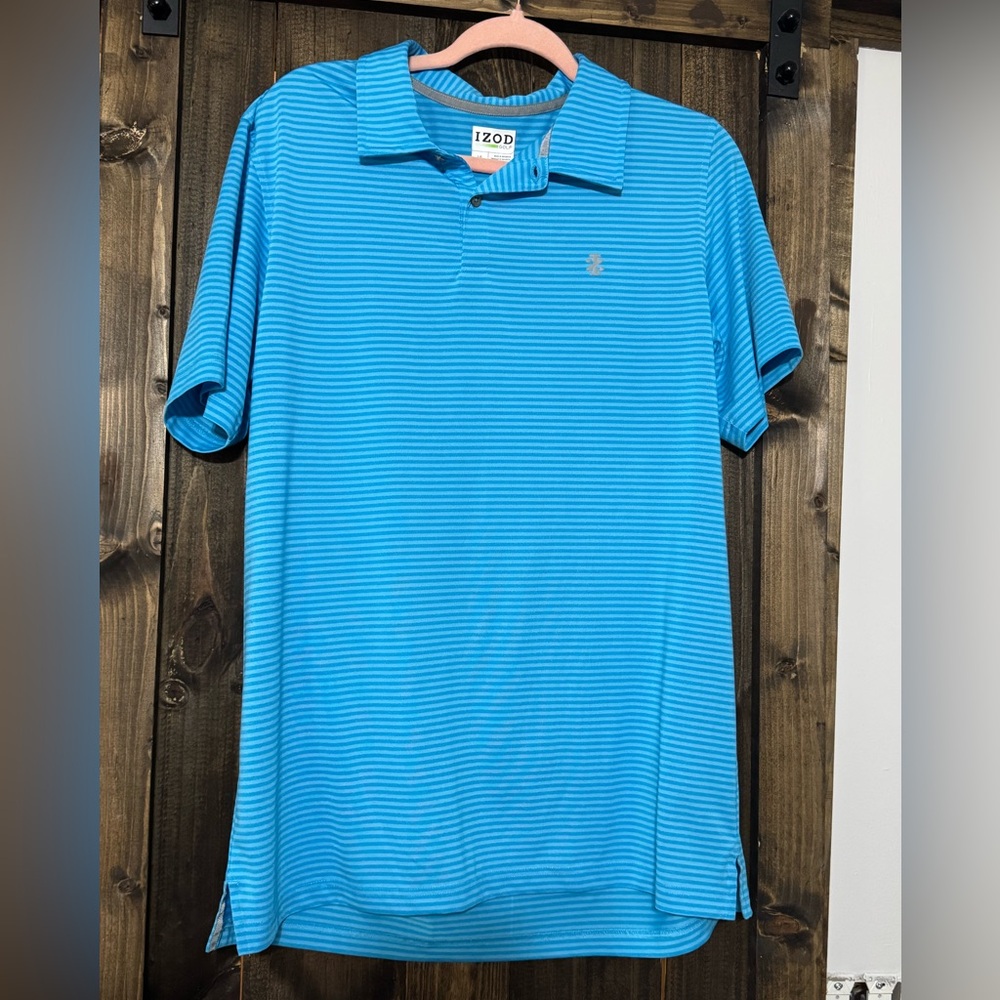 Izod Men's Striped Polo Shirt in Blue